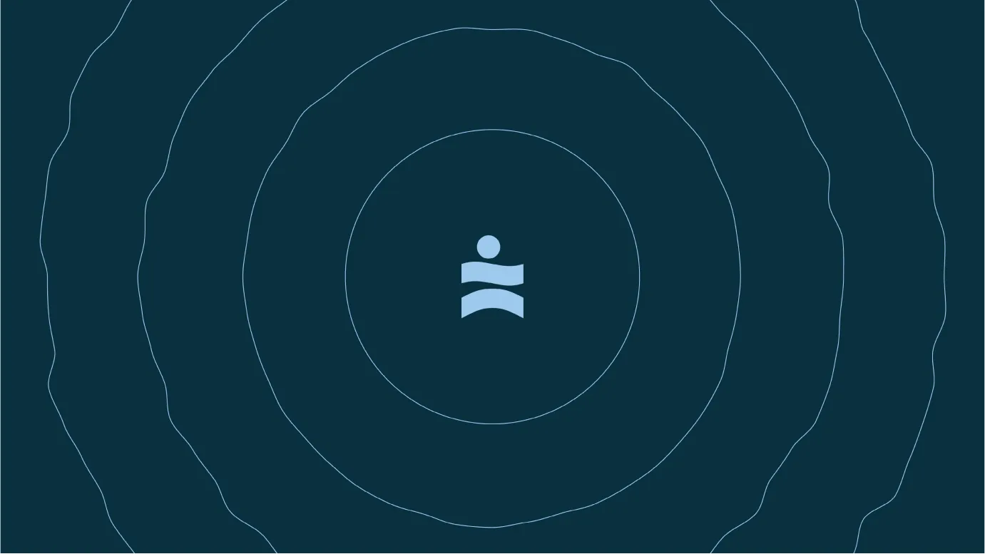 Carlton Shores brand mark on a deep teal field with wave ripple pattern