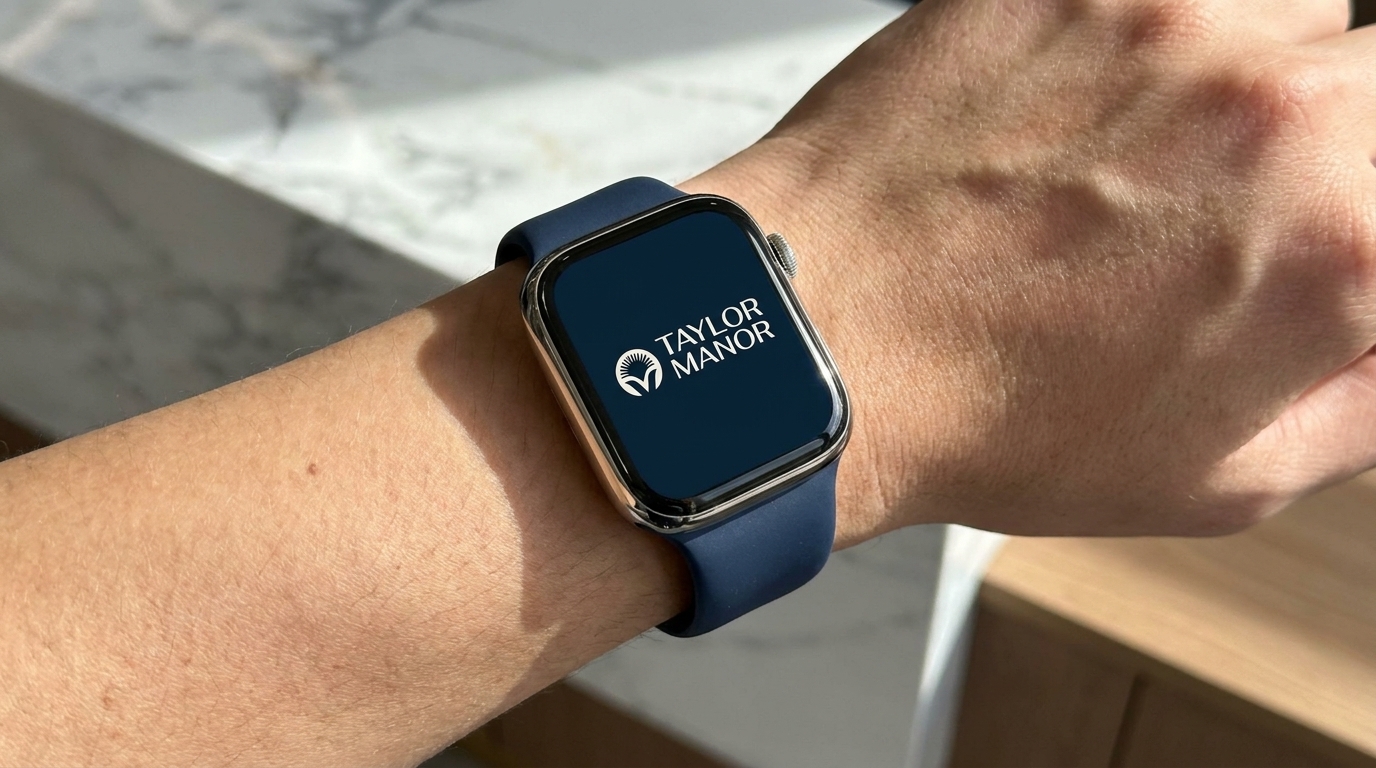 Apple Watch with Taylor Manor logo
