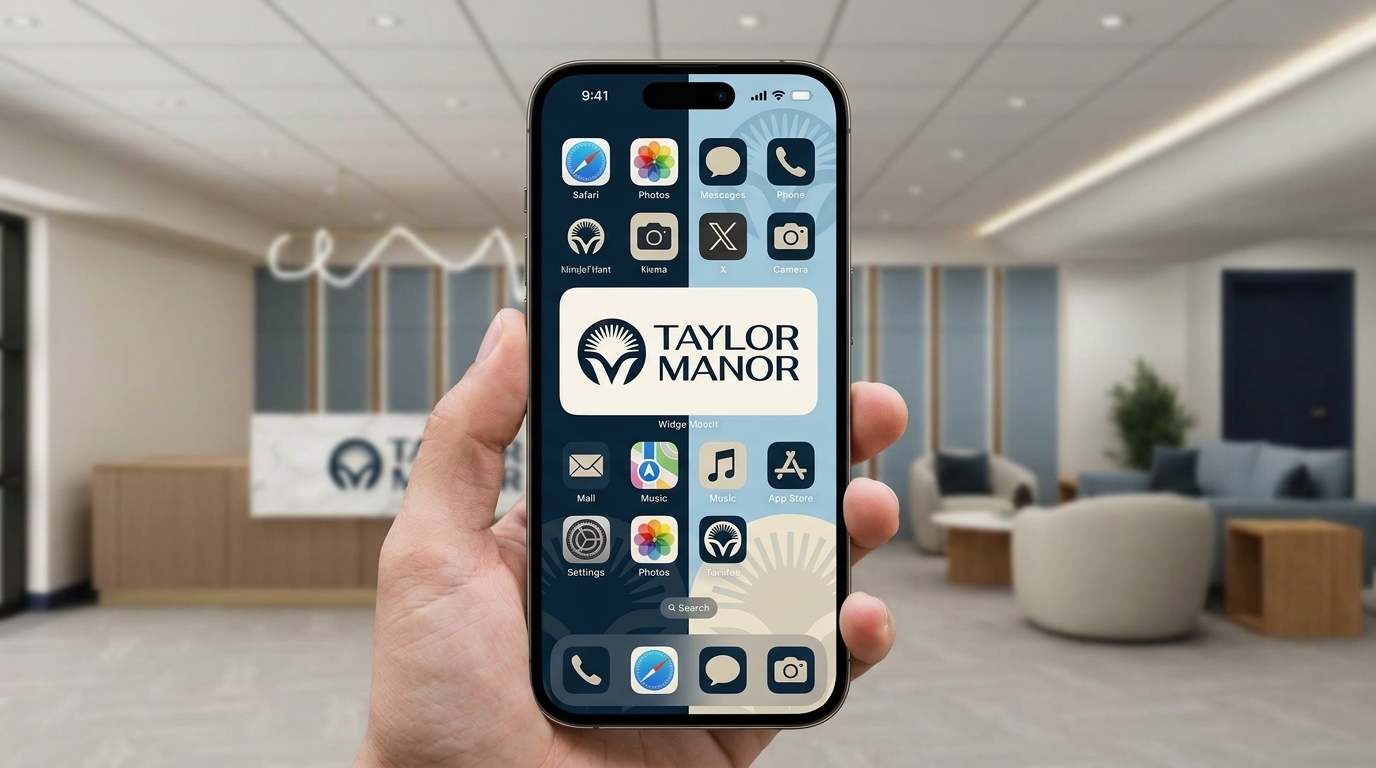 iPhone with Taylor Manor wallpaper