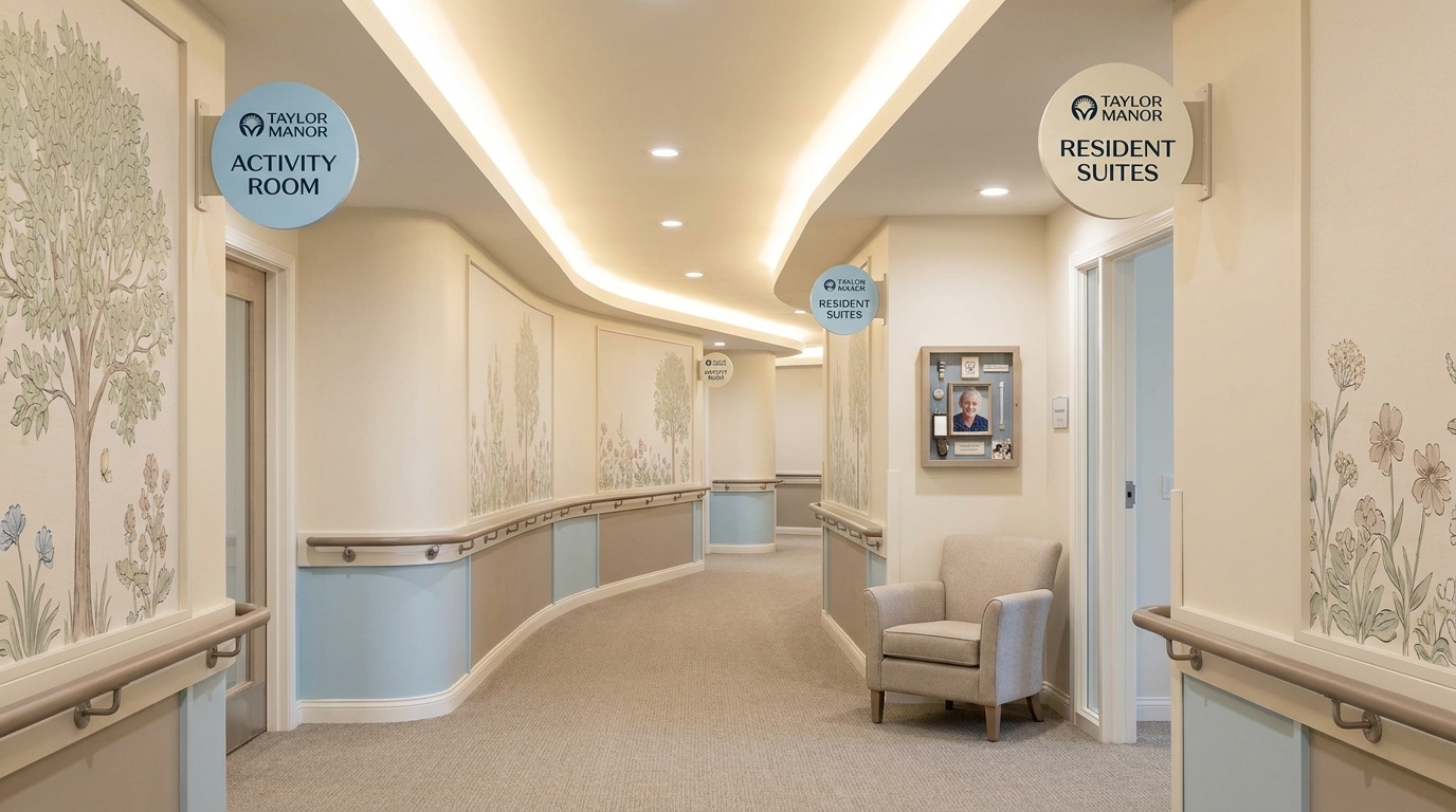 Hallway wayfinding signage
