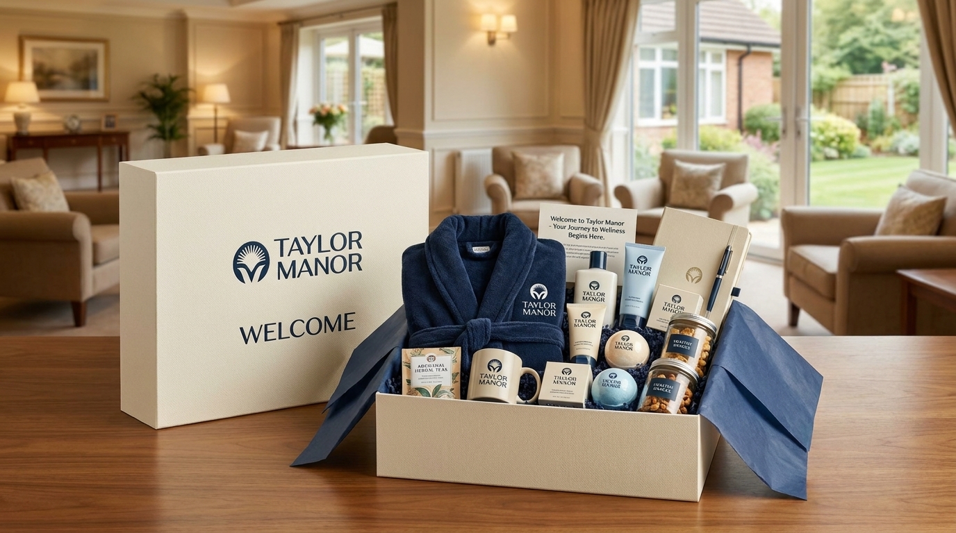 Blue welcome box open